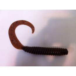 CHOMP GRUB SOFTBAIT, BROWN/WHITE, 7" (180mm), 15 GRAMS, 5P/BAG, WITH SLOT